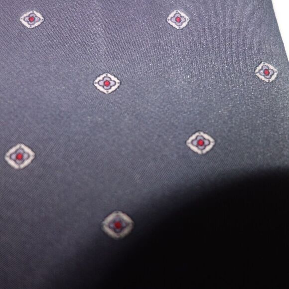 Vintage Mario Valentino 100% Italian Silk Men's Neck Tie Gray Blue Geometric - Picture 8 of 8